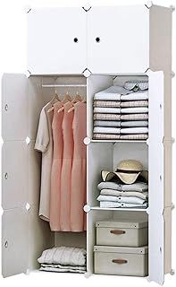 BRIAN & DANY 8-Cube Clothes Closet, Plastic Wardrobe with Doors & 1 Hanger, Modular Storage Organizer, Deeper Cubes for Larger Space