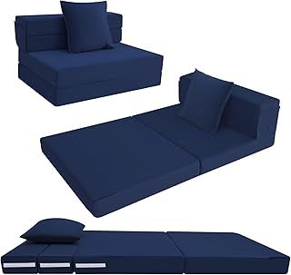 MeMoreCool Folding Mattress Single, High Density Foam Fold Out Sofa Chair Z Bed, Foldable Floor Futon Mattress, Floor Lounger Guest Sofa Bed Folding Couch for Sleeping, Travel, 12cm thick