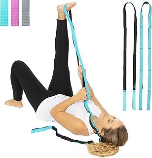 Vive Stretch Strap - Leg Stretch Band to Improve Flexibility - Stretching Out Yoga Strap - Exercise and Physical Therapy Belt for Rehab, Pilates, Dance and Gymnastics with Workout Guide Book