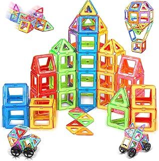 COOLJOYA Magnetic Tiles for Kids, Magnetic Building Blocks Toys for 3 4 5 6 Year Old Girls Boys Gift, Magnets for Kids, Montessori Toddler Toys