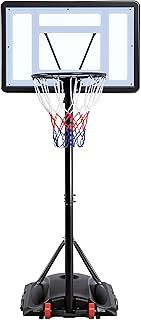 Yaheetech Outdoor Adjustable Basketball Stand, Portable Basketball Hoop Net System on Wheels