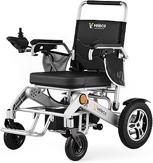 Veleco Cosmo: Folding Electric Wheelchair for Adults - Light Weight Power Chair with One-Finger Easily Operated Joystick, Reiable Battery and Double Motor 500W