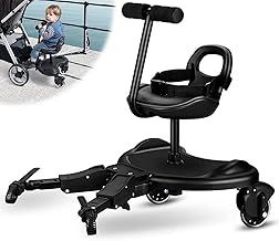 Buggy Board with seat, Kiddy Board, Universal Pram Standing Board for Children, Standing Board fits Any Pushchair from 2-5 Years Compatible with Almost Every Stroller, Pram Accessory (2in1)