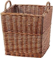 Durable Natural Wicker Open Storage Basket with Two Handles - Blanket, Bedroom Pillow, Fireside Log Basket