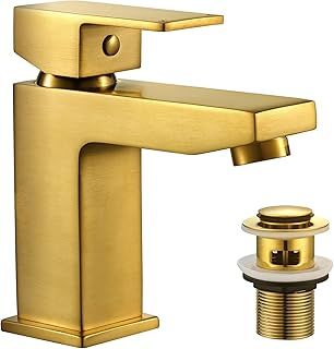 Bathroom Sink Taps Black Basin Taps Mixers, Modern Square Bathroom Taps Mono Single Lever Basin Mixer Tap for Bathroom, Washroom, Cloakroom, Matte Black