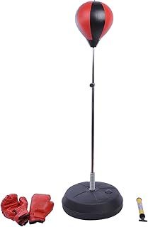 HOMCOM Training Boxing Punch Ball Set 125-145H x Φ43cm with Gloves Air Pump, 4-Position Adjustable Height Freestanding Boxing Speed Ball for Teenagers Exercise Training