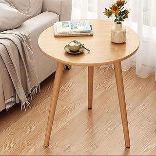 DeKeLaiFu Round Side Table, Small Coffee Table End Table Sofa Table for Living room, Bedroom, Wooden Bedside Table, Garden Table Picnic Tables, oak, 40(D) x 52(H) cm (Oak)