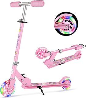 BELEEV V1 Scooter for Kids, 2 Wheels Folding Kick Scooter for Children Girl and Boys, 3 Adjustable Height, Flashing Light up Wheels, Lightweight Scooter with Sturdy Frame, Kickstand, Age 3-12