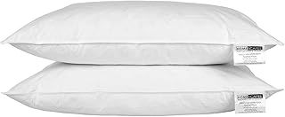 HOMESCAPES - White Duck FEATHER Pillow PAIR - Department Store Quality - Anti Dust Mite - Washable - Medium/Soft Firmness - 100% Cotton Downproof Cover - RDS Certified
