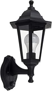 MiniSun | Traditional Style Black Security Dusk to Dawn Wall Lantern | Outdoor Wall Lights, Home Décor & Improvement Essential | Includes 6W LED Bulb [3000K Warm White]