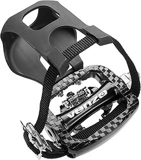 VENZO Bike Toe Clips Cages & Cleats - Compatible with Shimano SPD Pedals - Fixed or Adjustable Bicycle Toe Clips & Cleats for Fitness Indoor Exercise Bikes