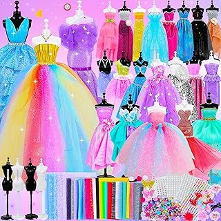 1000+ Fashion Designer Kit for Girls, Sewing Kit with 4 Mannequins, DIY Art & Craft Activity for Kids, Girl Toys for Age 6 7 8 9 10 11 12+ Year Old Gifts