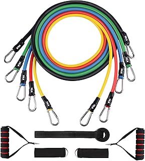 Resistance Bands Set 5pcs with Handle Strength Exercise Resistance Band Training Fitness Tubes Tension Bands Workout Gym Equipment Men and Women