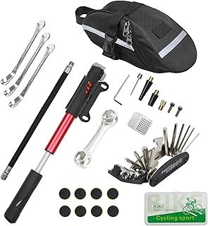Bike Repair Kit, 16-in-1 Bike Repair Tool, 120Psi Mini Bicycle Pump, Tire Patch Kit for Mountain and Road Bikes