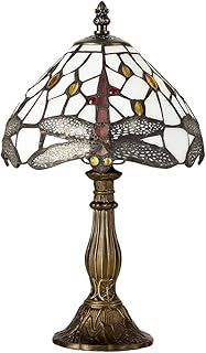 MiniSun | Tiffany Style Antique Brass Effect Table Lamp with a Jewelled Glass Shade | Table Lamps, Home Décor & Improvement Essential