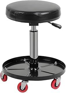 Workshop Stool 59 * 38cm Adjustable Mechanic's Seat Professional Hydraulic Shop Seat Pneumatic Chair with Tool Tray Lifting and Movable Workbench Stool for Garage Shop Car Repair