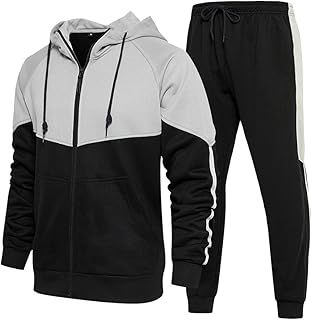 AOTORR Mens Tracksuit Set Full Zip Hooded Jacket Jogging Tops Bottoms Sweatshirt Suit with Pockets
