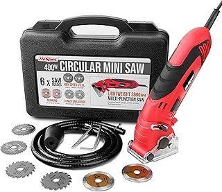 Hi-Spec 11pc 400W Corded Compact Electric Circular Saw – Power Saw for Cutting Wood, MDF, Plastic, Drywall, Tiles, Ceramics & Metals. 54.8mm Blade in Carry Case