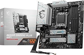 MSI B650M GAMING PLUS WIFI Motherboard, mATX - Supports AMD Ryzen 9000 / 8000 / 7000 Series Processors, AM5 - DDR5 Memory Boost 7800+ MHz/OC, PCIe 4.0 x16, M.2 Gen4, Wi-Fi 6E