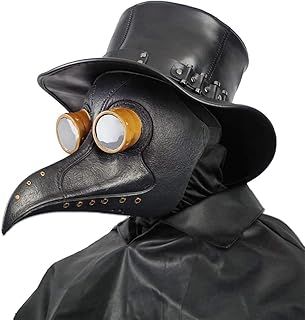 Creepy Party Plague Doctor Mask Black Rivet Long Nose Bird Beak Steampunk Masks Costume Props for Masquerade Halloween Party Carnival Cosplay