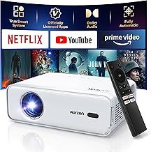 [NetfIix Officially & DoIby Audio] Aurzen Eazze D1 4K Supported Smart Projector with Auto Focus & Auto Keystone, 50% Zoom, HDR 10, 60Hz Portable Projector for iOS/Android/USB/TV Stick,White