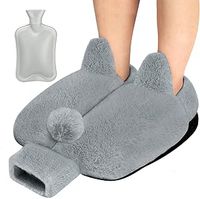 Foot Warmer Non Electric, Heated Slippers for Women and Men, 36x30cm Feet Warmers for Winter, 2L Hot Water Bottle Slippers Cushion Washable and Removable, Heated Foot Warmers Pad (grey)