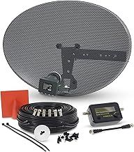 SSL Satellites Zone1 Dish Kit for SKY/Freesat/Astra/Polesat/Hotbird/Full HD, Latest MK4 Dish with Quad LNB, 5M Twin Black Cable, Signal Finder Satellite TV Finder, Brackets, Bolts, F Connectors