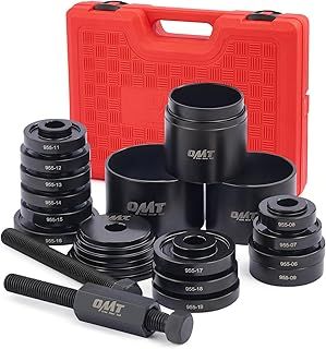 Orion Motor Tech Wheel Bearing Puller Tool Set for Front Wheel Drive Bearing Removal & Installation, 24pc Automotive Bearing Press Kit with Sliding Screws Universal Bushings Sleeves Storage Case, Red