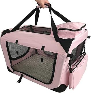 RayGar Pet Carrier Soft Crate Portable Foldable Fabric - Pink - Medium