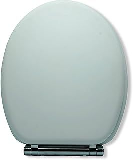 Luxury Soft Touch Slow Close Toilet Seat with One Button Hinge Release - Click, Lift & Clean Technology - Soft Rubber Coating - Matte Finish - Soft and Warm to Touch (Grey)