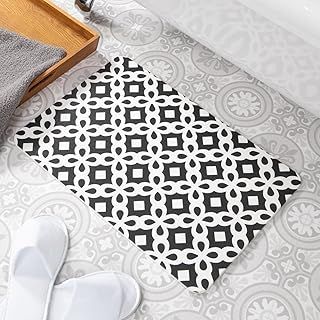 Artsy Mats Premium Stone Bath Mat - Quick Drying Stone Mat - Non-slip Diatomite Bath Mat Super Absorbent & Durable - Black Pattern - Versatile Usages, Ideal for Bathroom, (60 x 39cm)