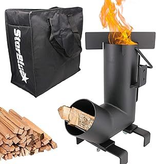 Camping Rocket Stove by StarBlue with FREE Carrying Bag - A Portable Fuel Saving Wood Burning Camping Stove with Large Fuel Chamber Best for Outdoor Cooking, Camping, Picnic, BBQ, Hunting, Fishing