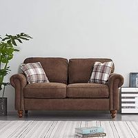 Panana Retro Design Fabric Sofa - 2 Seater with 2 Free Cushions (Brown)