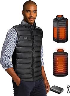 Loowoko Heated Gilet for Men,Heated Vest with 10000mAh Battery Pack,Lightweight Thermal Body Warmer, Slim Fit Electric Rechargeable Heated Jacket for Camping, Motorcycle, Skiing, Hunting