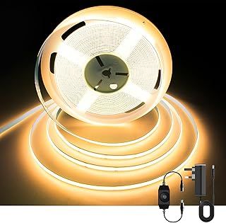 AXMOTUT Dimmable COB LED Strip Lights 10m, 2700K Warm White 24V COB Strip Light, 3200 LEDs Flexible CRI 93+ COB Light Strips for Room, Mirror, Kitchen, Bedroom