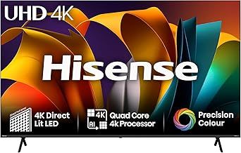 Hisense 85 Inch 4K Smart TV 85A6NTUK - Dolby Vision, Game Mode PLUS with 60Hz VRR ALLM, Smooth Motion, AI Sports Mode, Vidaa OS with Freely, Youtube, Netflix and Disney+ & Now TV (2024 Model)