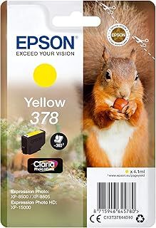 Epson 378 Yellow Squirrel Genuine, Claria Photo HD Ink Cartridge, Amazon Dash Replenishment Ready, Standard Capacity