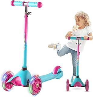 FAYDUDU 3 Wheel Scooter Kids Scooter Age 2-5 Kick Scooter for Toddlers Girls Boys, Light up Wheels, Adjustable Height, Lean to Steer, Non-Slip Deck, Lightweight Push Scooter for Children