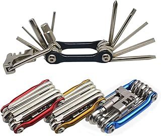 Senvenelec 11-in-1 Multi-Function Portable Folding Bike Repair Tool - Mini Compact Lightweight Stainless Steel Bicycle Repair Kit - Black