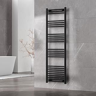 Nola Bathroom Towel Rail Heated Bathroom Radiator Wall Mounted Ladder Rail Designer Black - 1600mm x 500mm