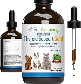 Pet Wellbeing Thyroid Support Gold for Cats - Supports Healthy Thyroid Gland Function in Cats, Normal Metabolism, Bugleweed, Lemon Balm - Veterinarian-Formulated Herbal Supplement 4 fl oz (118 ml)