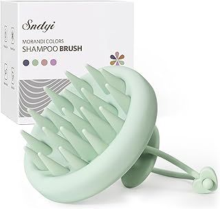 Sndyi Silicone Scalp Massager Shampoo Brush, Scalp Brush for Hair Growth and Head Massage, Scalp Scrubber/Exfoliator for Dandruff Removal, Silicone Hair Scalp Massager, Wet & Dry Use, Fir Green