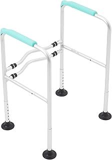 Warmiehomy Toilet Support Frame for Elderly Disabled Portable Mobility Aid Free Standing Toilet Safety Frames Non-Slip Foldable 6 Gears Adjustable Height 66-79CM