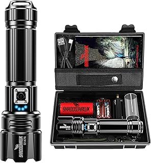 Torches Led Super Bright, Rechargeable Torch 500000 Lumens, XHP70.2 Flashlight Powerful Tactical Torch, IP67 Flash Light Battery Powered, High Power Hand Torch for Camping Emergency Gift
