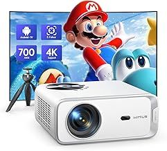 【Netflix/Youtube in Android & Auto Keystone】Projector,1s Focus 28000 Lumen Portable WiFi 6 Bluetooth FHD 1080P Smart Projector 4K Support, 50% Zoom 300" Display Home Cinema, Camping with Tripod