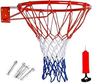 Basketball Hoop Wall Mounted with Net and Fixtures Complete Set, Basketball Hoop Indoor & Outdoor for Girls Boys Adults - Standard Full Size 45cm Red