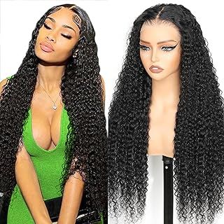 Junemet Glueless Wig Human Hair Wig 200% Density 9x6 HD Lace Front Wigs Deep Wave Curly Closure for Black Women Wear and Go Glueless 100% Brazilian Human Hair Wigs 16 Inch