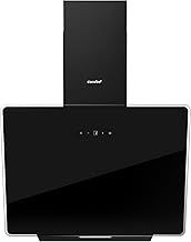 COMFEE' 60cm Angled Cooker Hood ANGJ64B-60 Tempered Glass Extractor Hood with Touch Screen, LED and Recirculating & Ducting System Wall Mounted Extractor Fan kitchen 600mm - Black