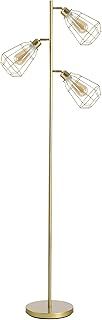 HOMCOM Retro Practical Tree Floor Lamp 3 Angle Adjustable Lampshade Steel Base for Living Room Bedroom Office Gold 165cm