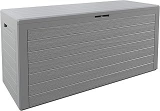 CASARIA® Outdoor Garden Storage Box | 280L | Waterproof | Plastic, Lockable Container w/Lid | Cushion Blanket Out Door Chest | Parcels, Tools, Toys | 116x43x55cm | Grey